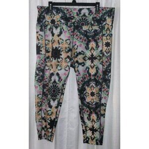 Bally Fitness Athletic Leggings Women’s  Colorful Spandex Side Pockets Size 1X